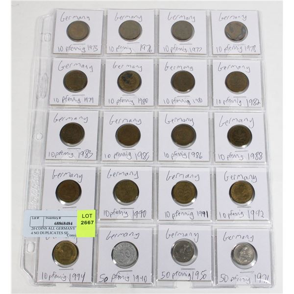 20 COINS ALL GERMANY  PAGE 4 OF 4 NO DUPLICATES SE