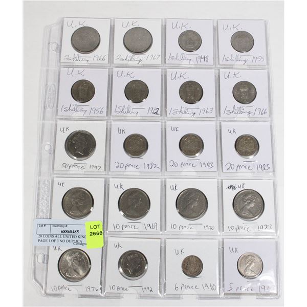 20 COINS ALL UNITED KINGDOM PAGE 1 OF 3 NO DUPLICA