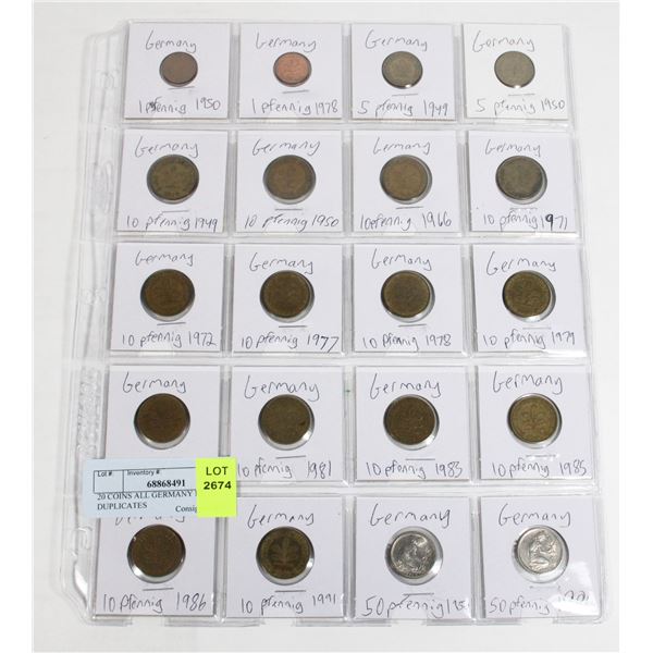 20 COINS ALL GERMANY NO DUPLICATES