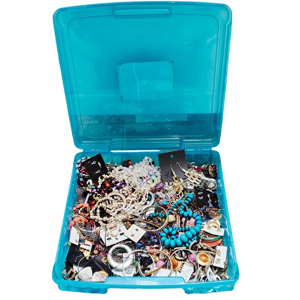 CONTAINER FULL OF WEARABLE JEWELRY