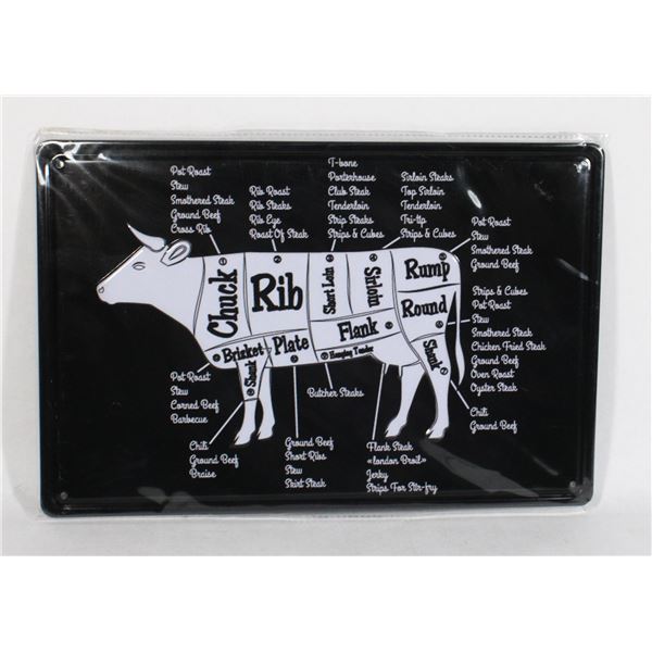 COW/BEEF BUTCHER CUTS METAL SIGN NEW