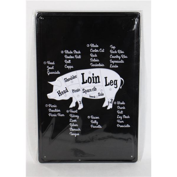 PIG/PORK BUTCHER CUTS METAL SIGN NEW