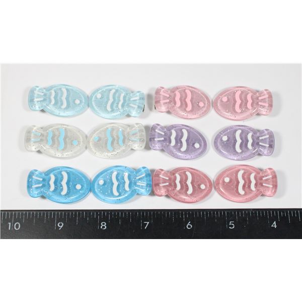 2 NEW SETS OF SPARKLE FISH ALLIGATOR CLIP HAIR