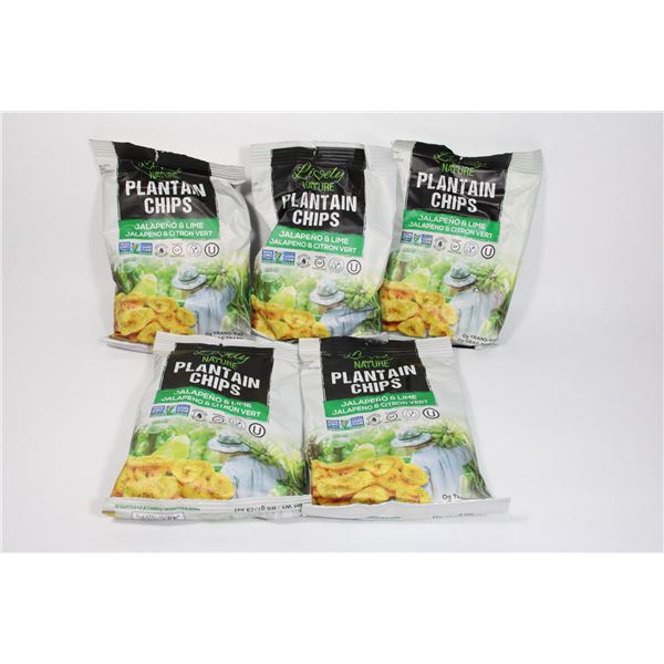 5 BAGS OF JALAPENO & LIME PLANTAIN CHIPS 85G EACH