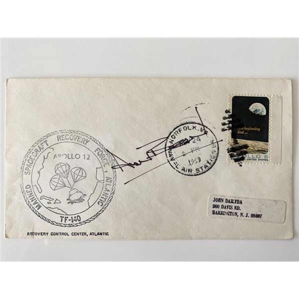 Apollo 12 Manned Spacecraft Recovery Force Atlantic TF-140 NORFOLK 1969 First Day Cover signed by Al