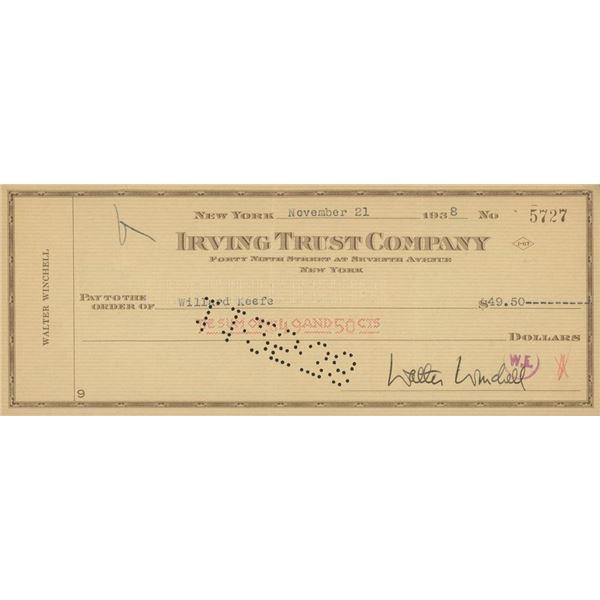 The Untouchables Walter Winchell signed check
