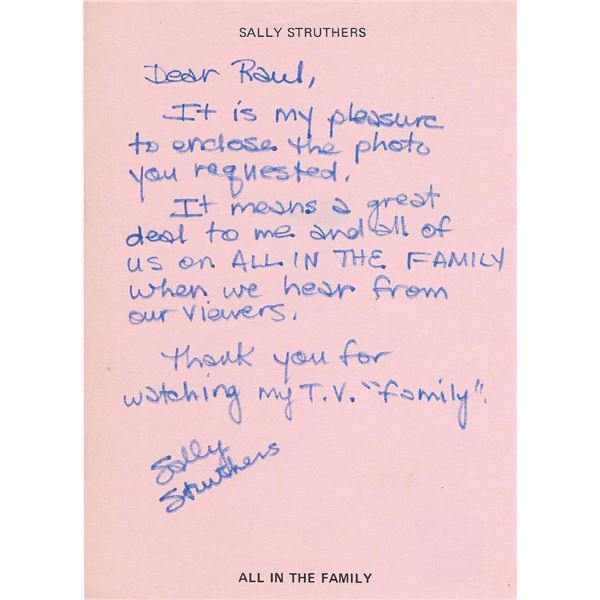 All in the Family Sally Struthers signed letter