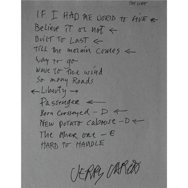 Grateful Dead Jerry Garcia signed setlist