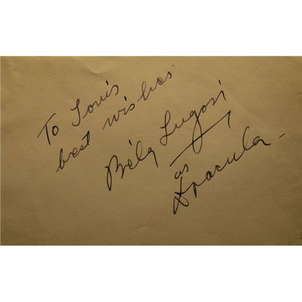 Bella Lugosi Count Dracula signature slip