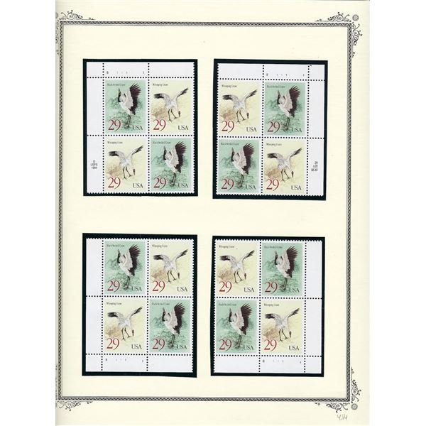 Bird stamps 4 plate blocks 16 x 29 cent stamps