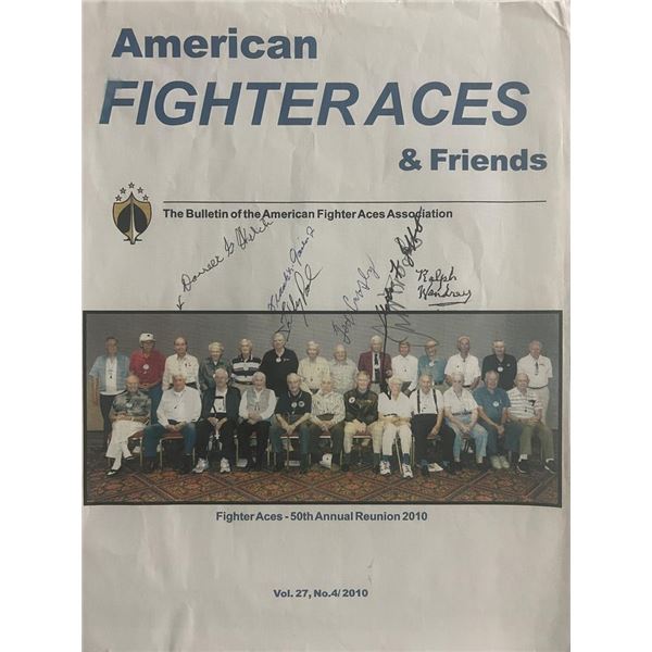 WWII pilots American Fighter Aces signed bulletin