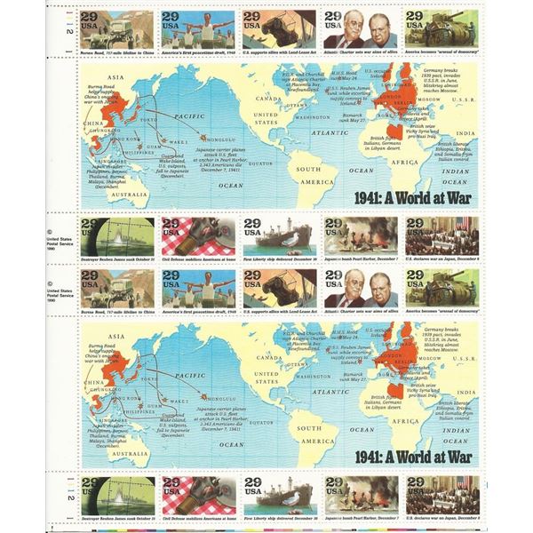 1941 WWII A World At War Stamps