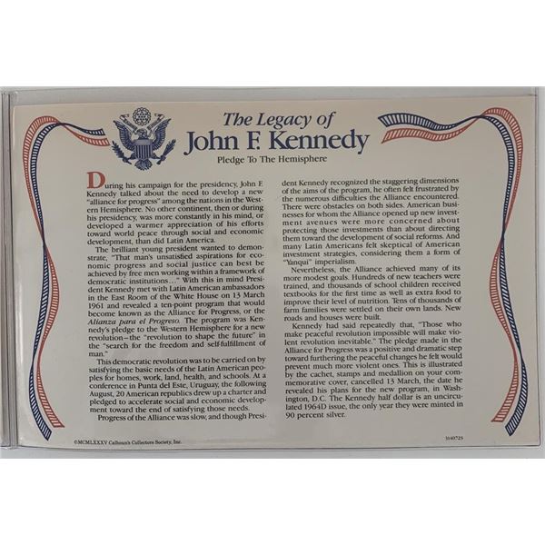 John F. Kennedy commemorative cover with coin