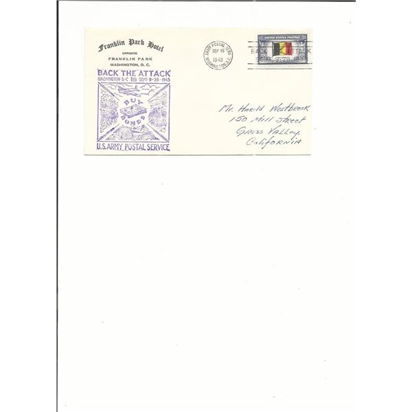 U.S. Army Postal Service - Back the Attack Buy Bonds -WWII First Day Cover - 1943