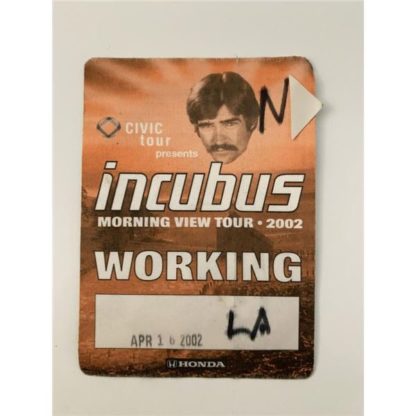 Incubus 2002 Morning View Tour Backstage Working Pass