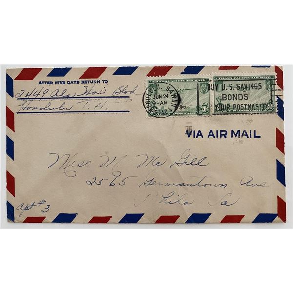 1940 Territory of Hawaii double rate cover