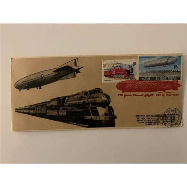 Romantic Era of Dirigibles and Trains - First Day Cover - ZMC-2 U.S. Navy Blimp & Passenger Train Co