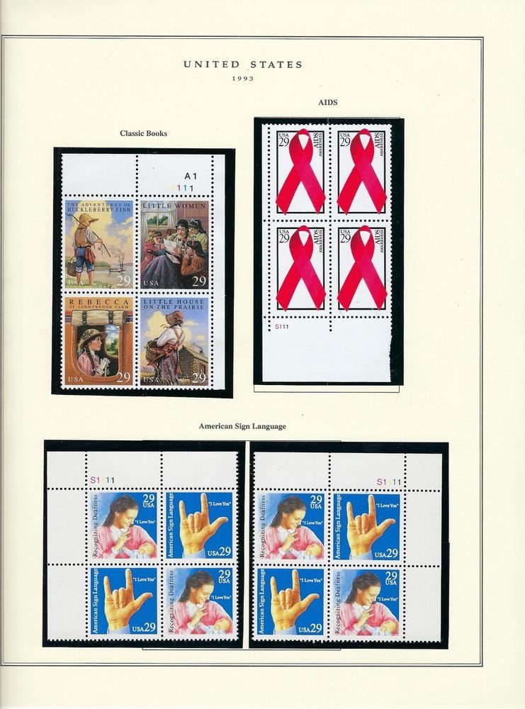 1993 US stamp collector sheet featuring Classic Books, Aids and ...
