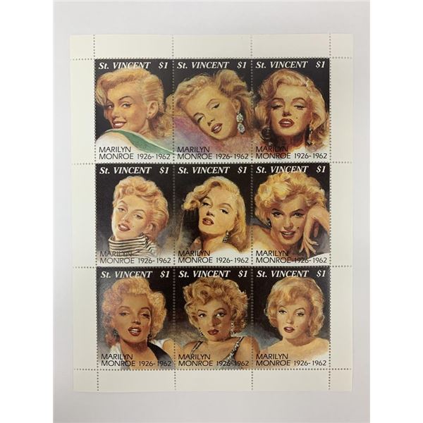 Marilyn Monroe St. Vincent stamp sheet