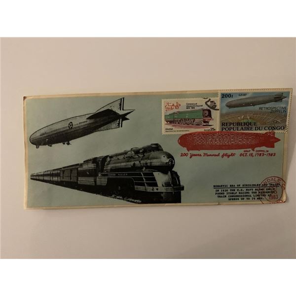 Romantic Era of Dirigibles and Trains - First Day Cover - ZMC-2 U.S. Navy Blimp & Passenger Train Co