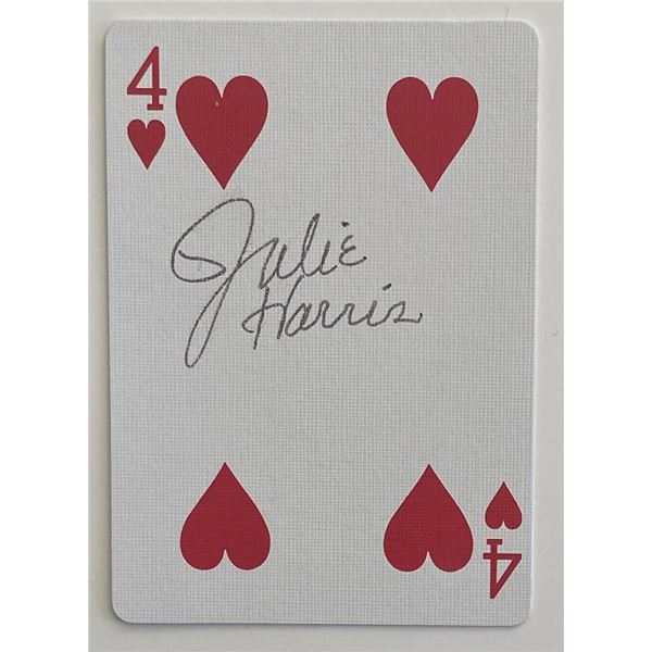 Julie Harris signed playing card