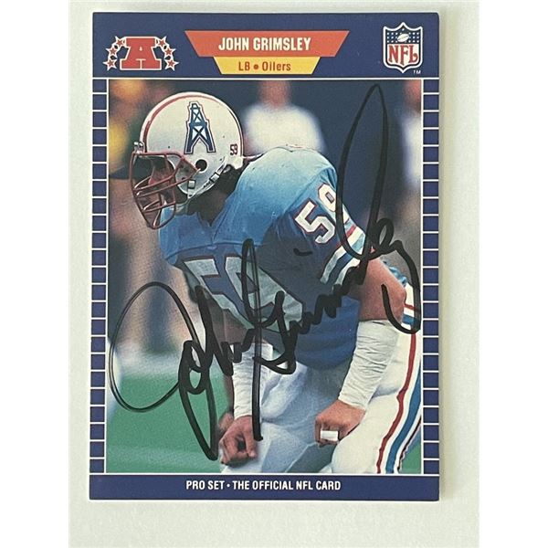 Houston Oilers John Grimsley 1989 NFL #144 signed trading card