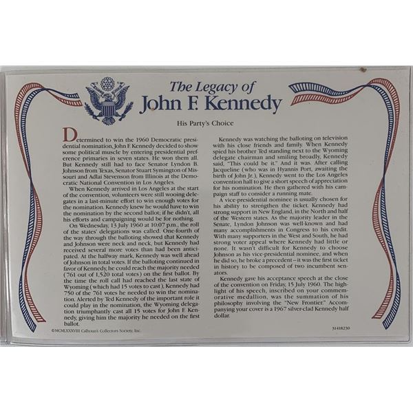 John F. Kennedy commemorative cover with coin