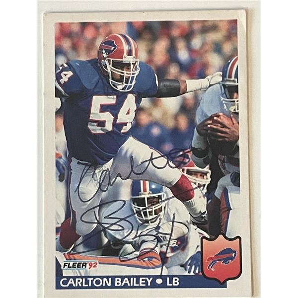 Buffalo Bills Carlton Bailey signed 1992 Fleer #17 trading card