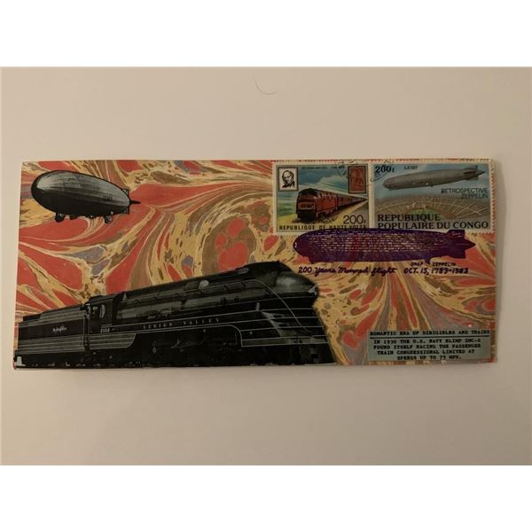 Romantic Era of Dirigibles and Trains - First Day Cover - ZMC-2 U.S. Navy Blimp & Passenger Train Co