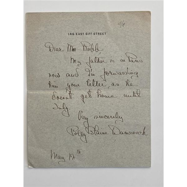 Polly Damrosch signed letter