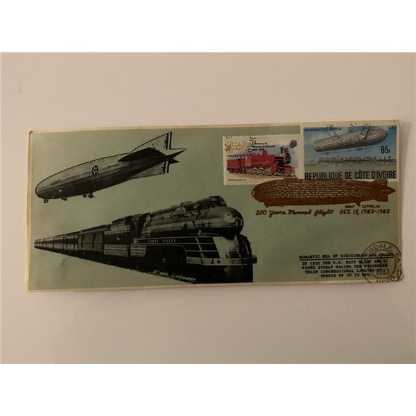 Romantic Era of Dirigibles and Trains - First Day Cover - ZMC-2 U.S. Navy Blimp & Passenger Train Co