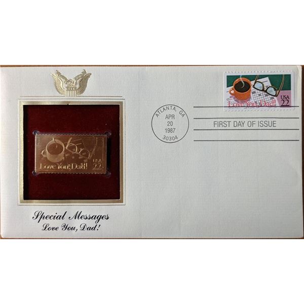 Special Messages Love You, Dad Gold Stamp Replica First Day Cover