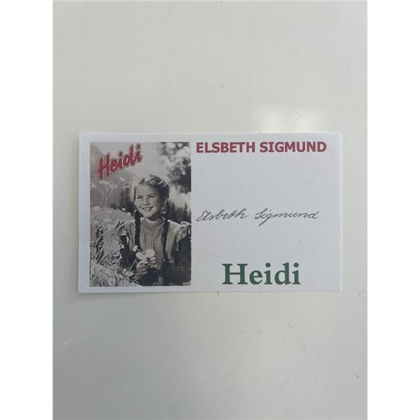 Heidi star Elisabeth Sigmund original signature