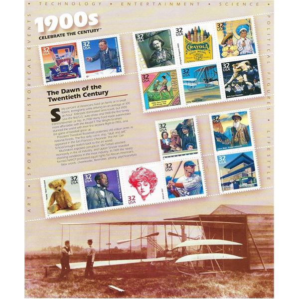 1900s Celebrate the Century Stamp Sheet