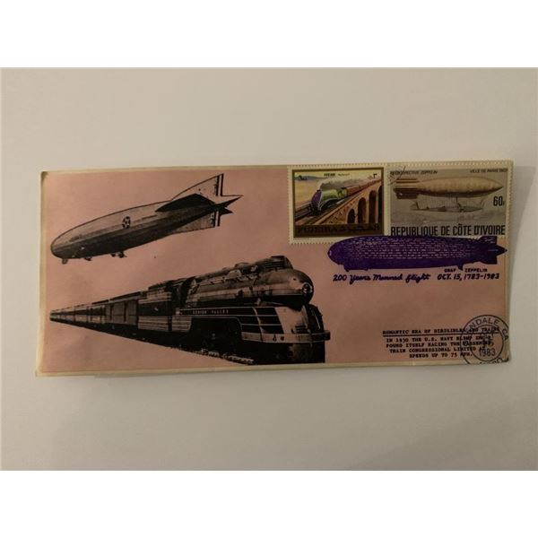 Romantic Era of Dirigibles and Trains - First Day Cover - ZMC-2 U.S. Navy Blimp & Passenger Train Co