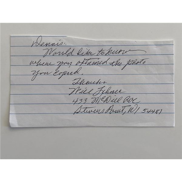 Lieutenant Steven Point signed note