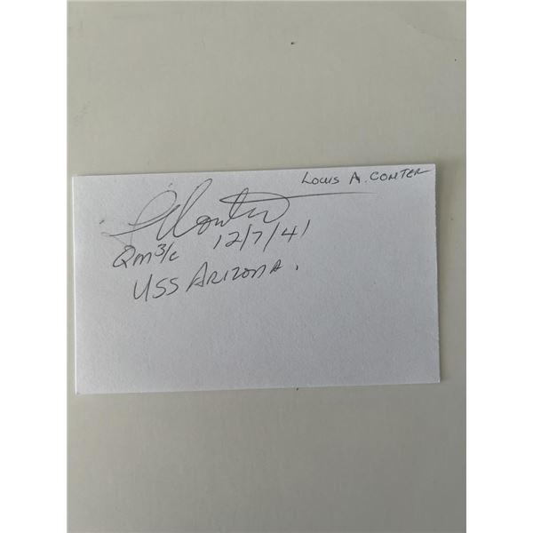 Pearl Harbor survivor Louis Conter original signature