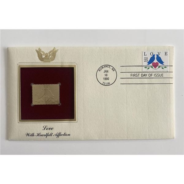 Love with Heartfelt Affection Gold Stamp Replica First Day Cover