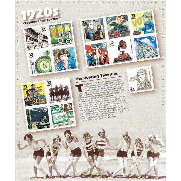 1920s Celebrate the Century Stamp Sheet