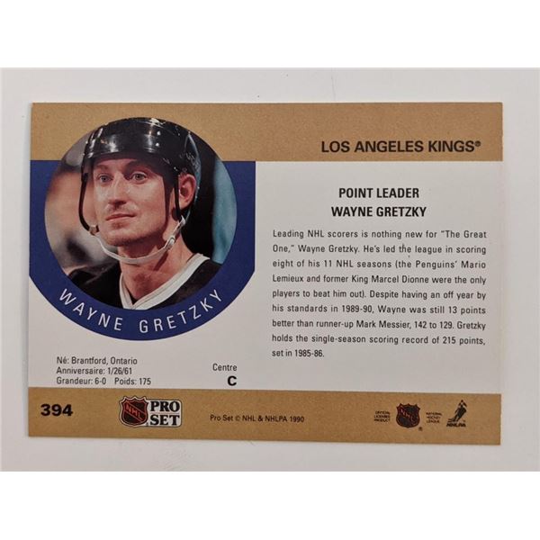 Wayne Gretzky LA Kings NHL Pro Set Hockey Card