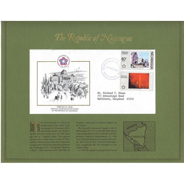 The Republic of Nicaragua - American Bicentennial Commemorative FDC
