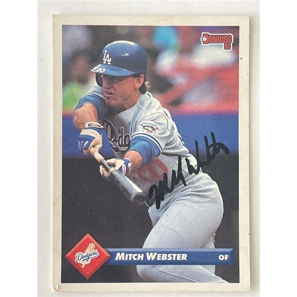 LA Dodgers Mitch Webster signed 1993 Donruss trading card