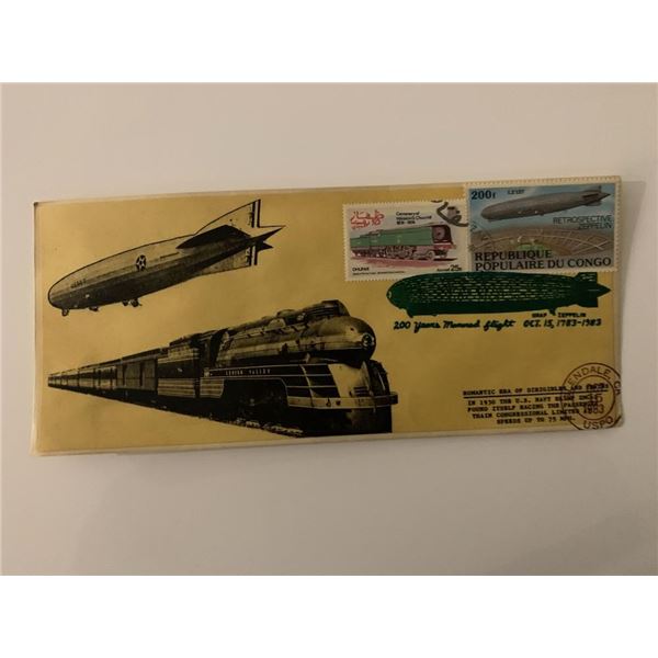 Romantic Era of Dirigibles and Trains - First Day Cover - ZMC-2 U.S. Navy Blimp & Passenger Train Co