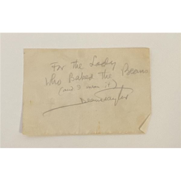 Music composer Deems Taylor signed note