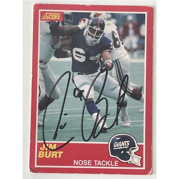 New York Giants Jim Burt 1989 Score #138 signed card