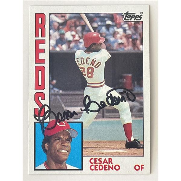 Cincinnati Reds CÃ©sar CedeÃ±o  1984 Topps signed trading card