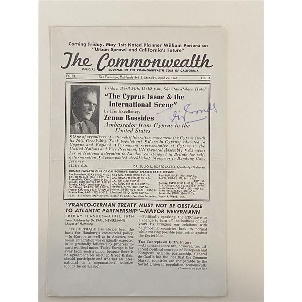 UN Ambassador Zenon Rossides signed Commonwealth Journal newspaper