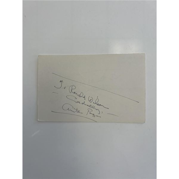 Silent film star Anita Page original signature