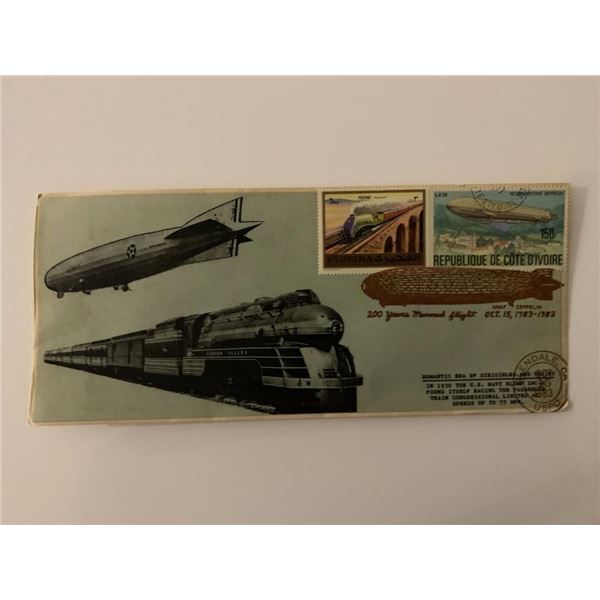 Romantic Era of Dirigibles and Trains - First Day Cover - ZMC-2 U.S. Navy Blimp & Passenger Train Co