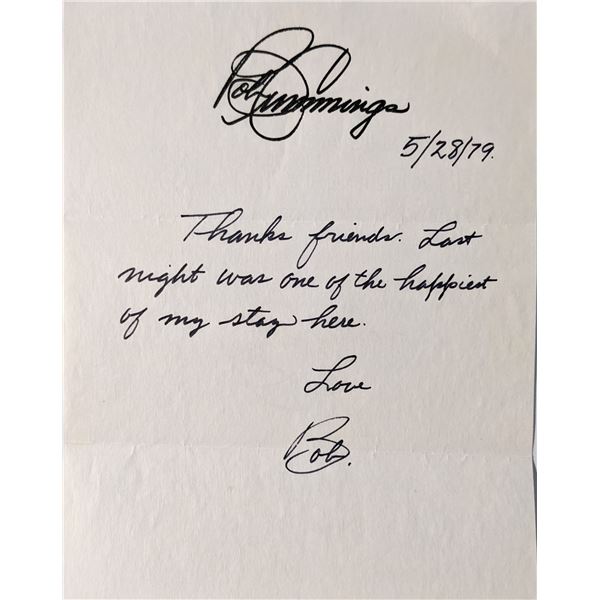 Bob Cummings signed letter